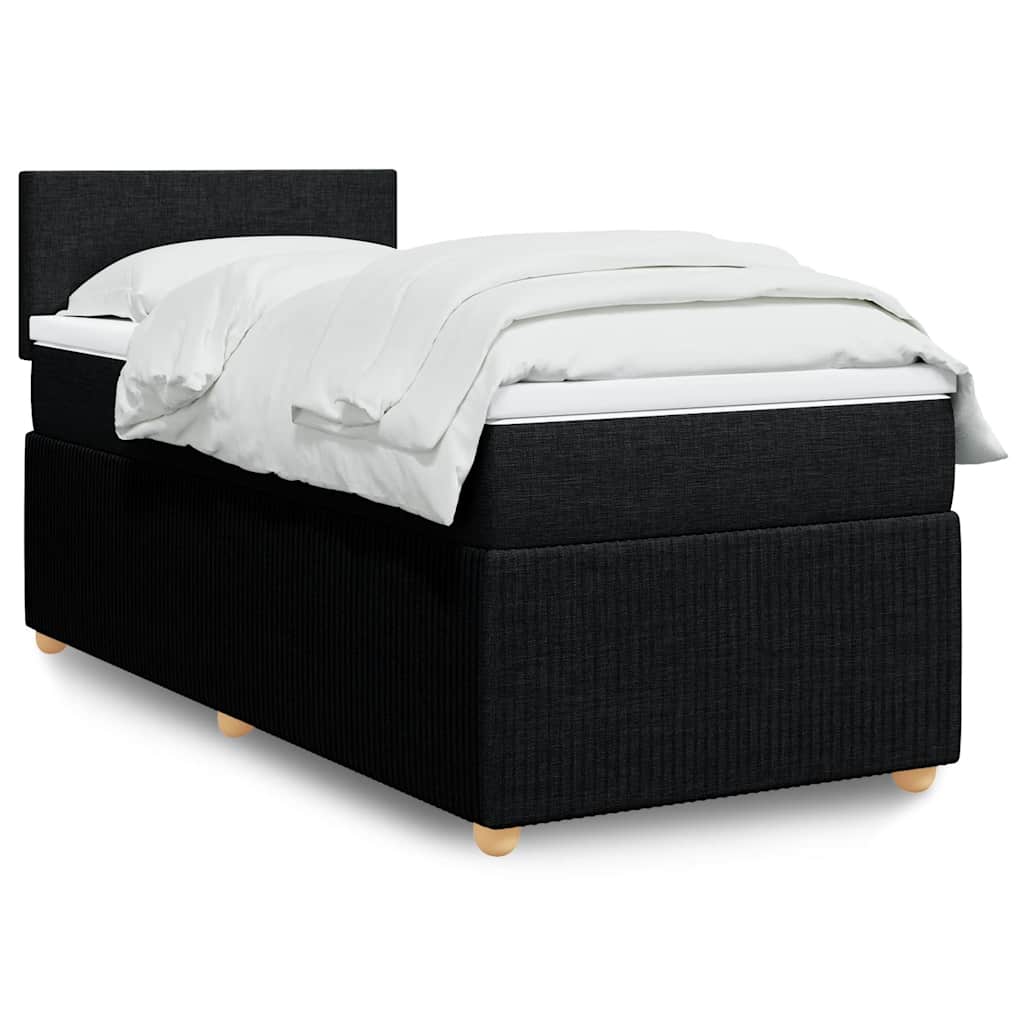 vidaXL Κρεβάτι Boxspring με Στρώμα Μαύρο 90x190 εκ.Υφασμάτινο
