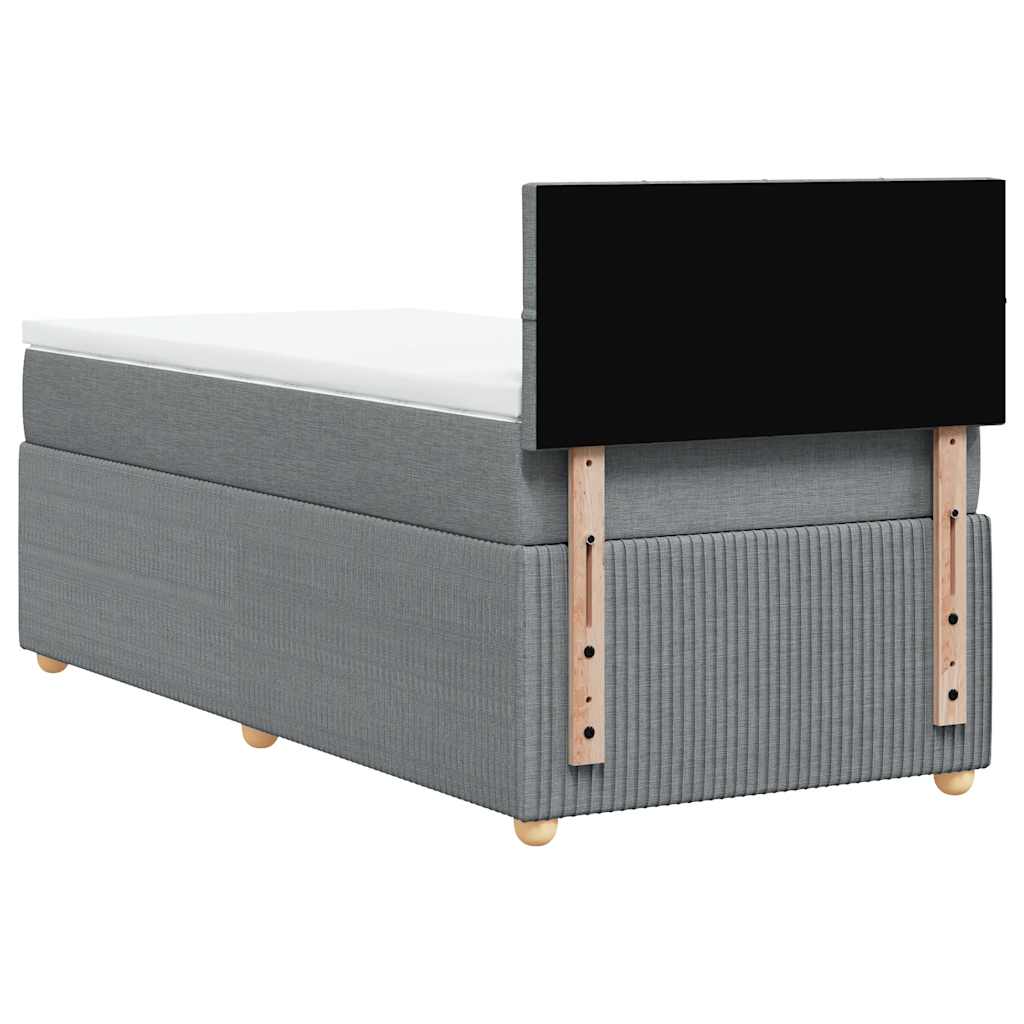vidaXL Κρεβάτι Boxspring με Στρώμα Ανοιχτό Γκρι 90x190 εκ. Υφασμάτινο