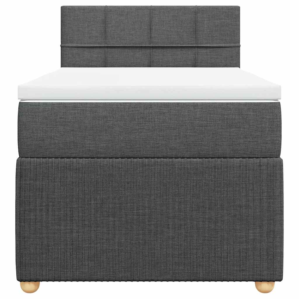 vidaXL Κρεβάτι Boxspring με Στρώμα Σκούρο Γκρι 90x190 εκ. Υφασμάτινο