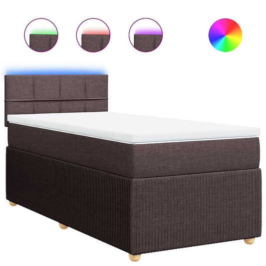 vidaXL Κρεβάτι Boxspring με Στρώμα Σκούρο Καφέ 90x190 εκ. Υφασμάτινο