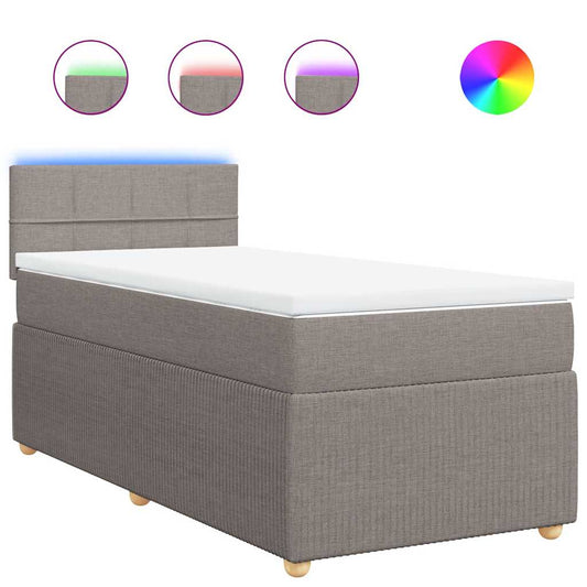 vidaXL Κρεβάτι Boxspring με Στρώμα Taupe 90x190 εκ.Υφασμάτινο