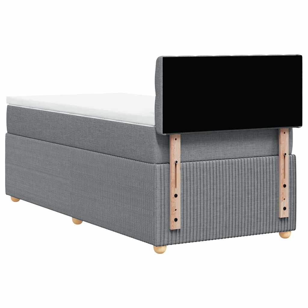 vidaXL Κρεβάτι Boxspring με Στρώμα Ανοιχτό Γκρι 90x190 εκ. Υφασμάτινο