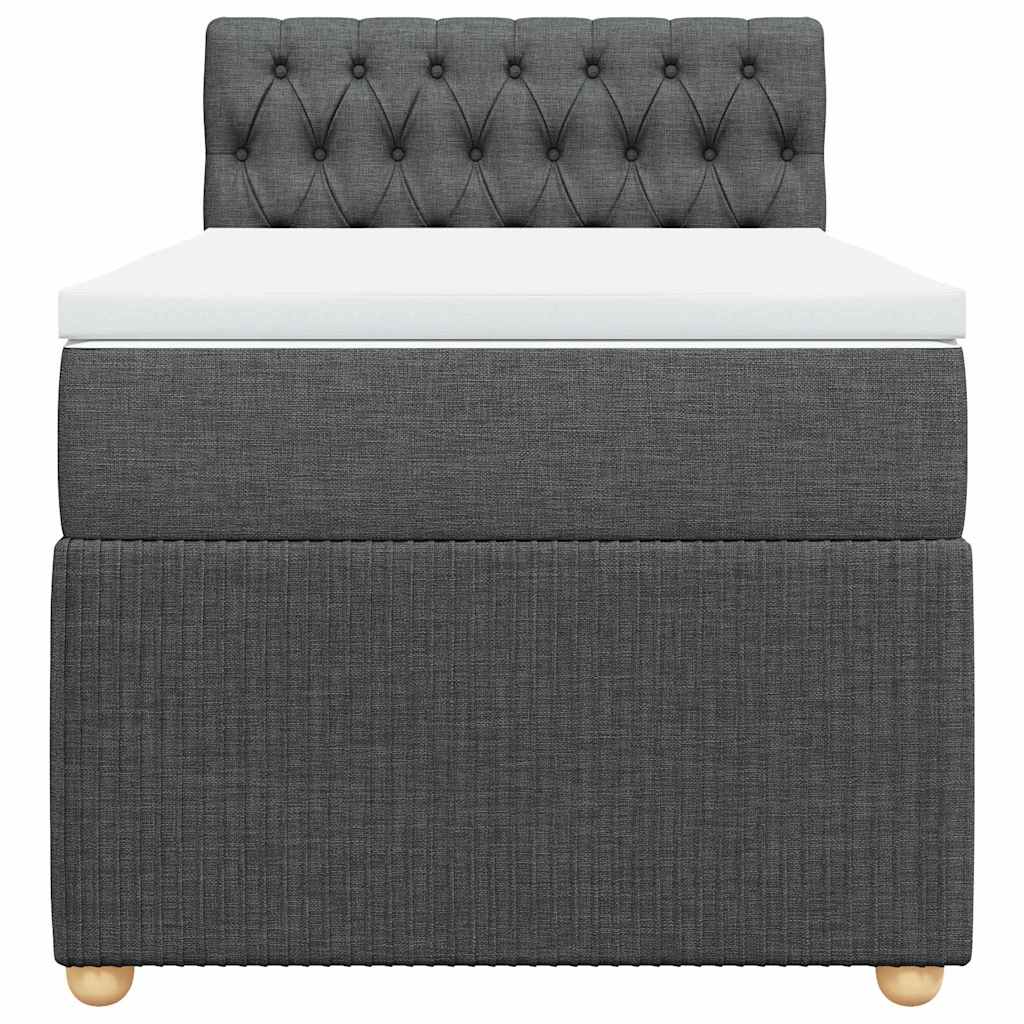 vidaXL Κρεβάτι Boxspring με Στρώμα Σκούρο Γκρι 90x190 εκ. Υφασμάτινο