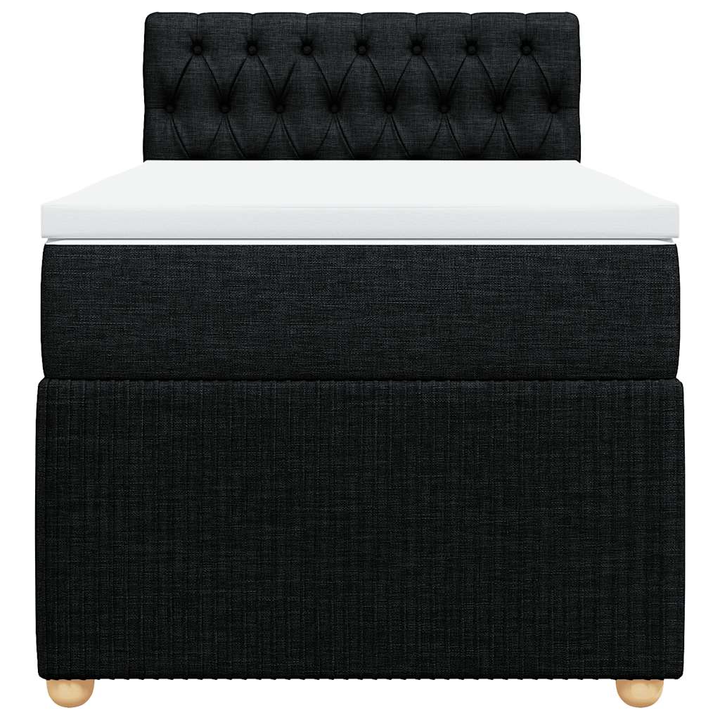 vidaXL Κρεβάτι Boxspring με Στρώμα Μαύρο 90x190 εκ.Υφασμάτινο