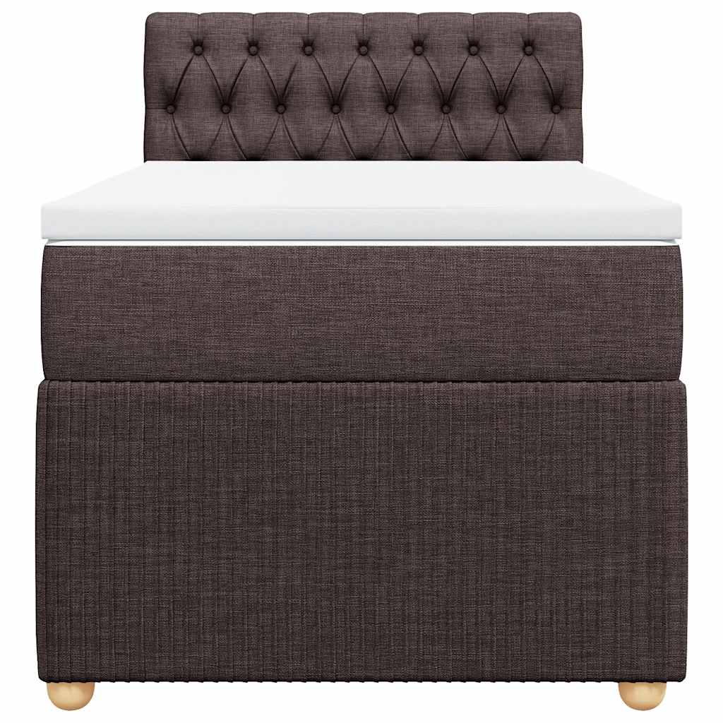 vidaXL Κρεβάτι Boxspring με Στρώμα Σκούρο Καφέ 90x190 εκ. Υφασμάτινο