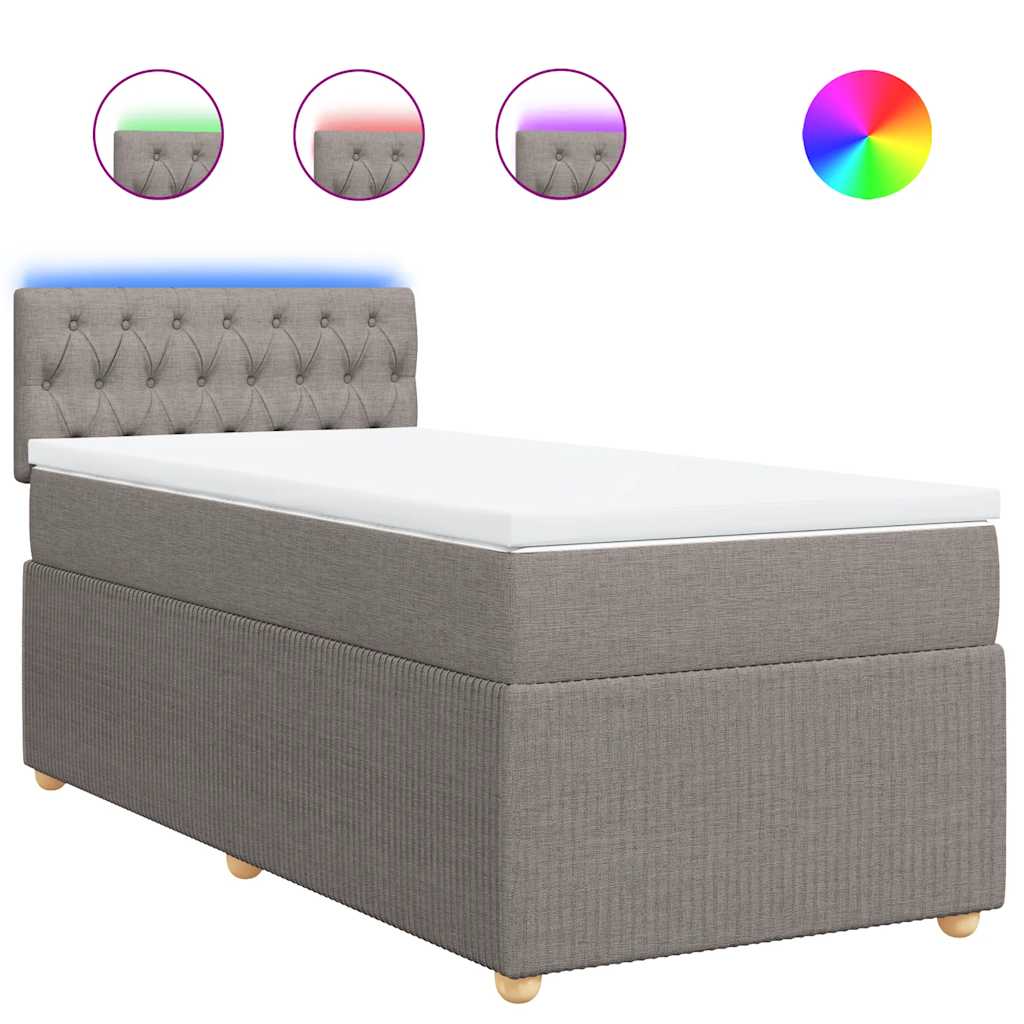 vidaXL Κρεβάτι Boxspring με Στρώμα Taupe 90x190 εκ.Υφασμάτινο