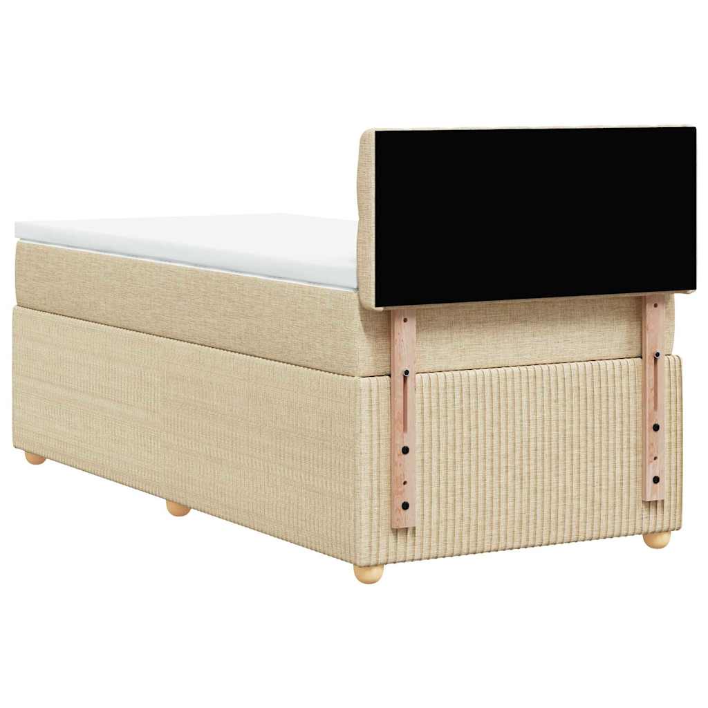 vidaXL Κρεβάτι Boxspring με Στρώμα Κρεμ 90x190 εκ.Υφασμάτινο