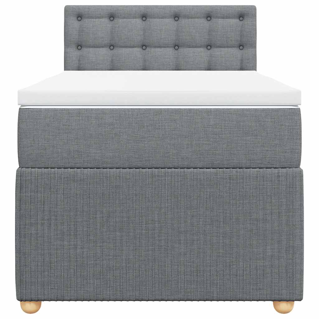 vidaXL Κρεβάτι Boxspring με Στρώμα Ανοιχτό Γκρι 90x190 εκ. Υφασμάτινο