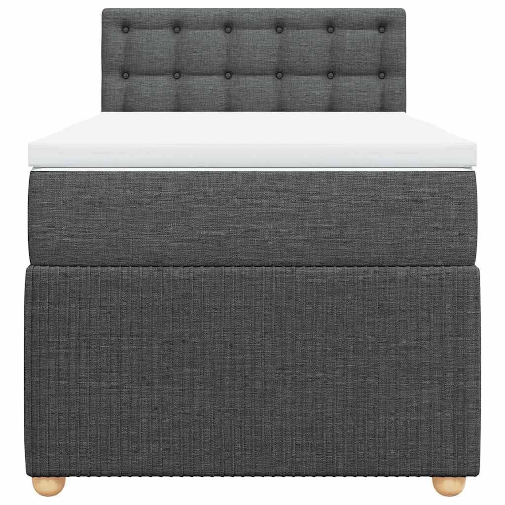 vidaXL Κρεβάτι Boxspring με Στρώμα Σκούρο Γκρι 90x190 εκ. Υφασμάτινο