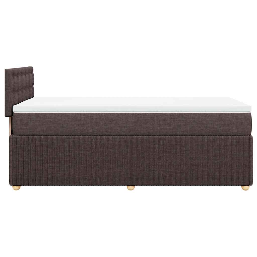 vidaXL Κρεβάτι Boxspring με Στρώμα Σκούρο Καφέ 90x190 εκ. Υφασμάτινο
