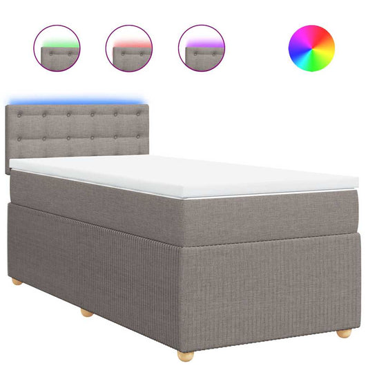 vidaXL Κρεβάτι Boxspring με Στρώμα Taupe 90x190 εκ.Υφασμάτινο