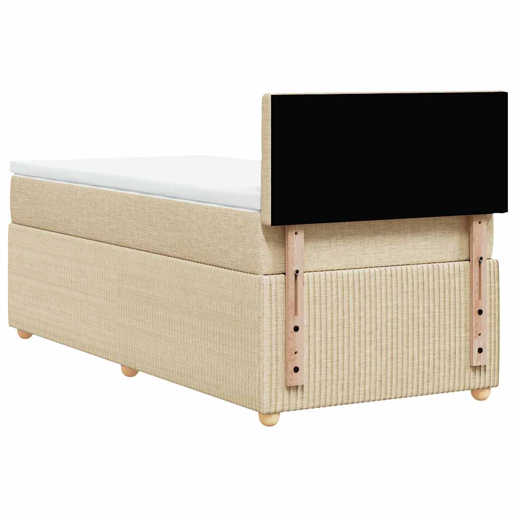 vidaXL Κρεβάτι Boxspring με Στρώμα Κρεμ 90x190 εκ.Υφασμάτινο