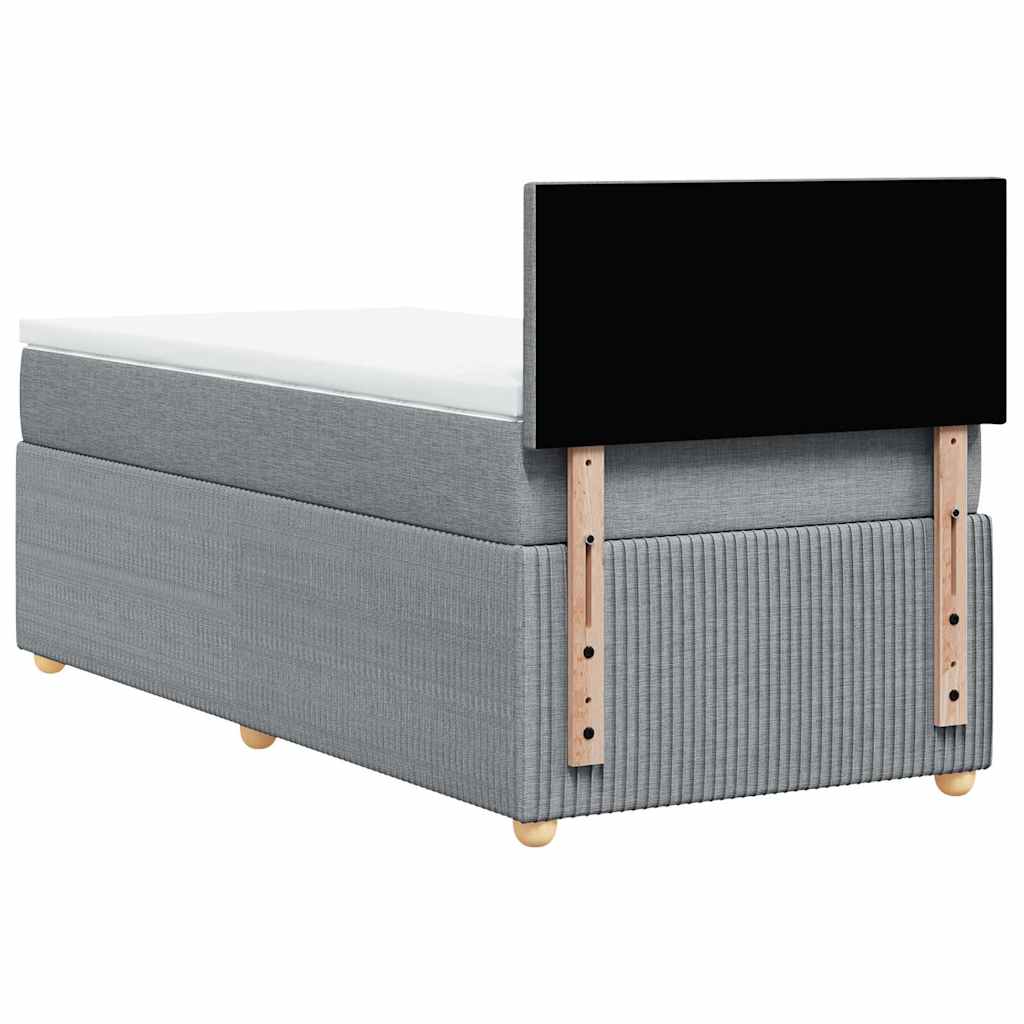 vidaXL Κρεβάτι Boxspring με Στρώμα Ανοιχτό Γκρι 90x200 εκ. Υφασμάτινο
