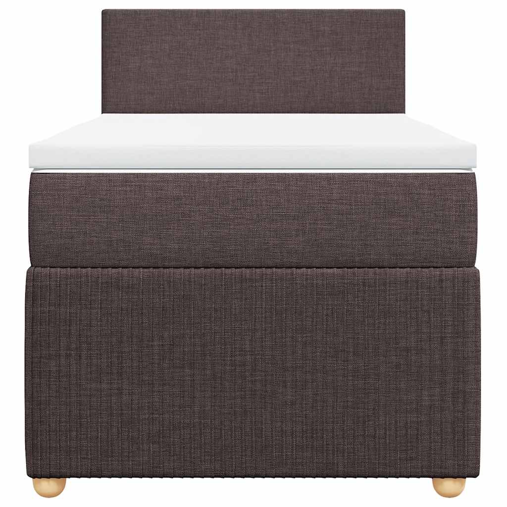 vidaXL Κρεβάτι Boxspring με Στρώμα Σκούρο Καφέ 90x200 εκ. Υφασμάτινο