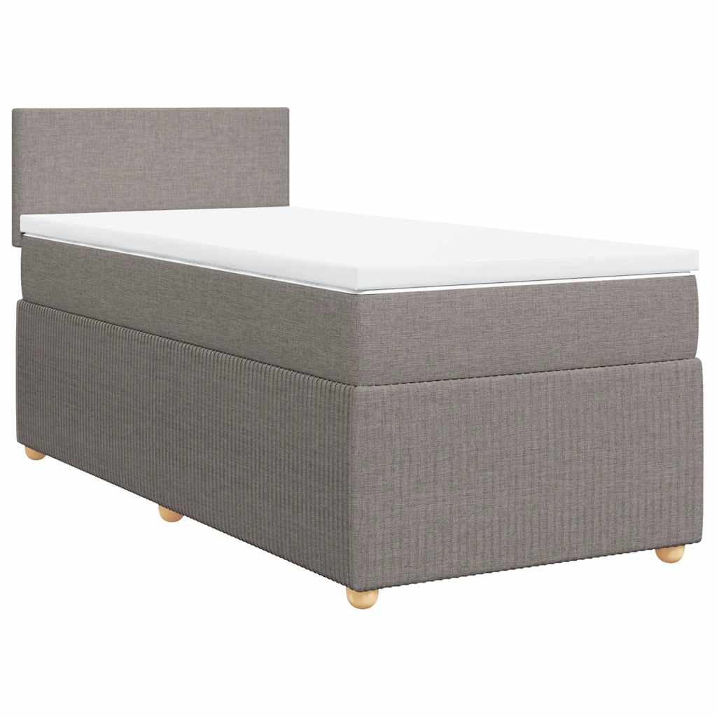 vidaXL Κρεβάτι Boxspring με Στρώμα Taupe 90x200 εκ. Υφασμάτινο