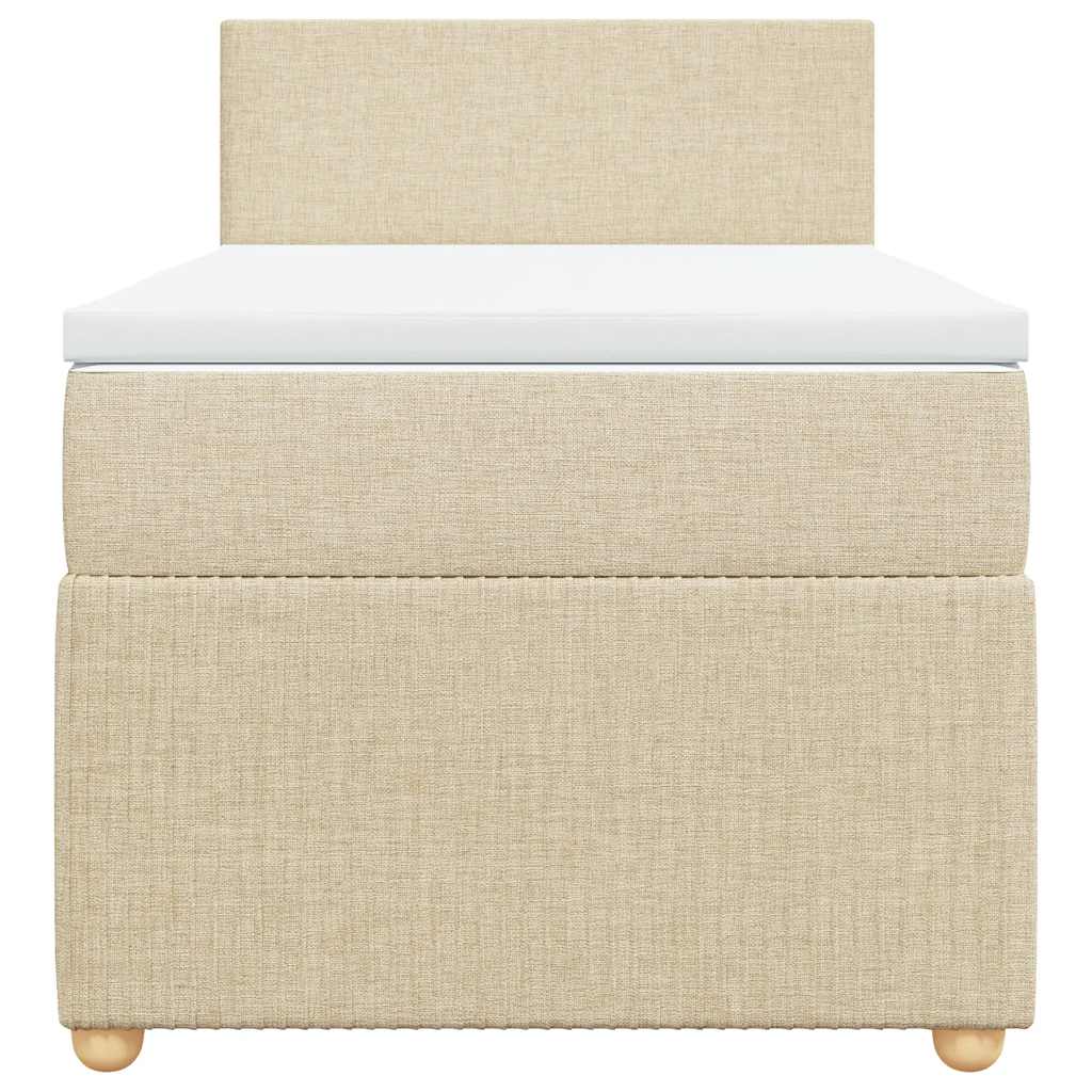 vidaXL Κρεβάτι Boxspring με Στρώμα Κρεμ 90x200 εκ.Υφασμάτινο