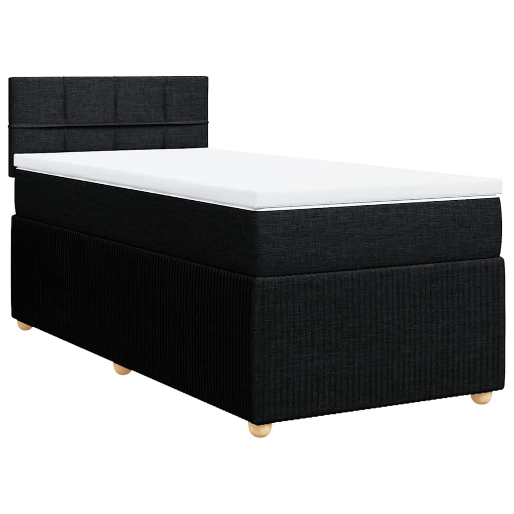 vidaXL Κρεβάτι Boxspring με Στρώμα Μαύρο 90x200 εκ. Υφασμάτινο