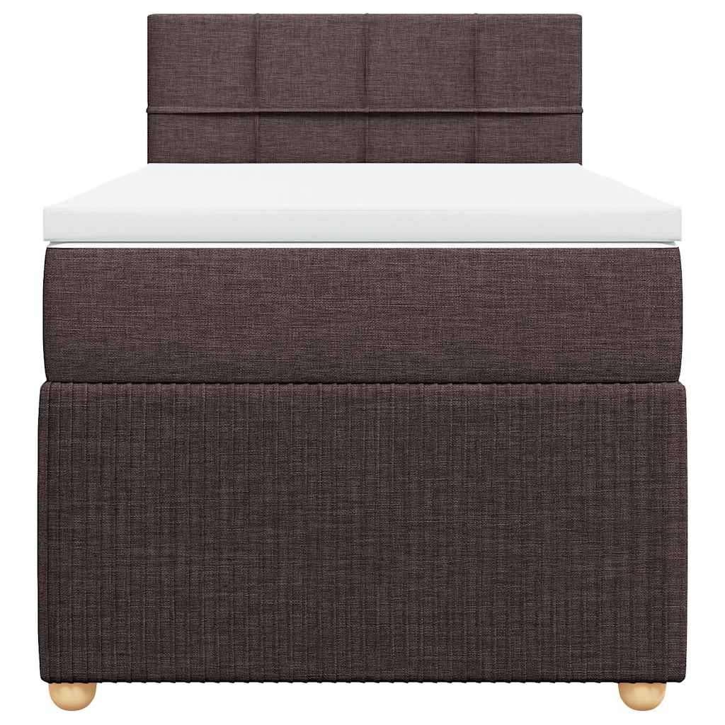 vidaXL Κρεβάτι Boxspring με Στρώμα Σκούρο Καφέ 90x200 εκ. Υφασμάτινο