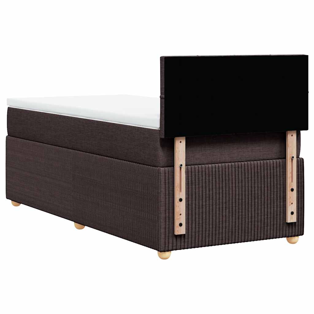 vidaXL Κρεβάτι Boxspring με Στρώμα Σκούρο Καφέ 90x200 εκ. Υφασμάτινο
