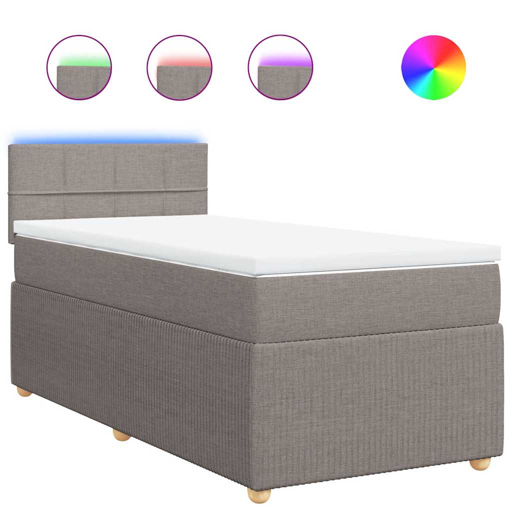 vidaXL Κρεβάτι Boxspring με Στρώμα Taupe 90x200 εκ. Υφασμάτινο
