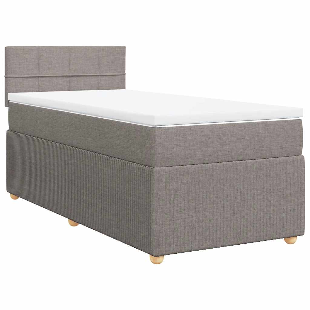 vidaXL Κρεβάτι Boxspring με Στρώμα Taupe 90x200 εκ. Υφασμάτινο