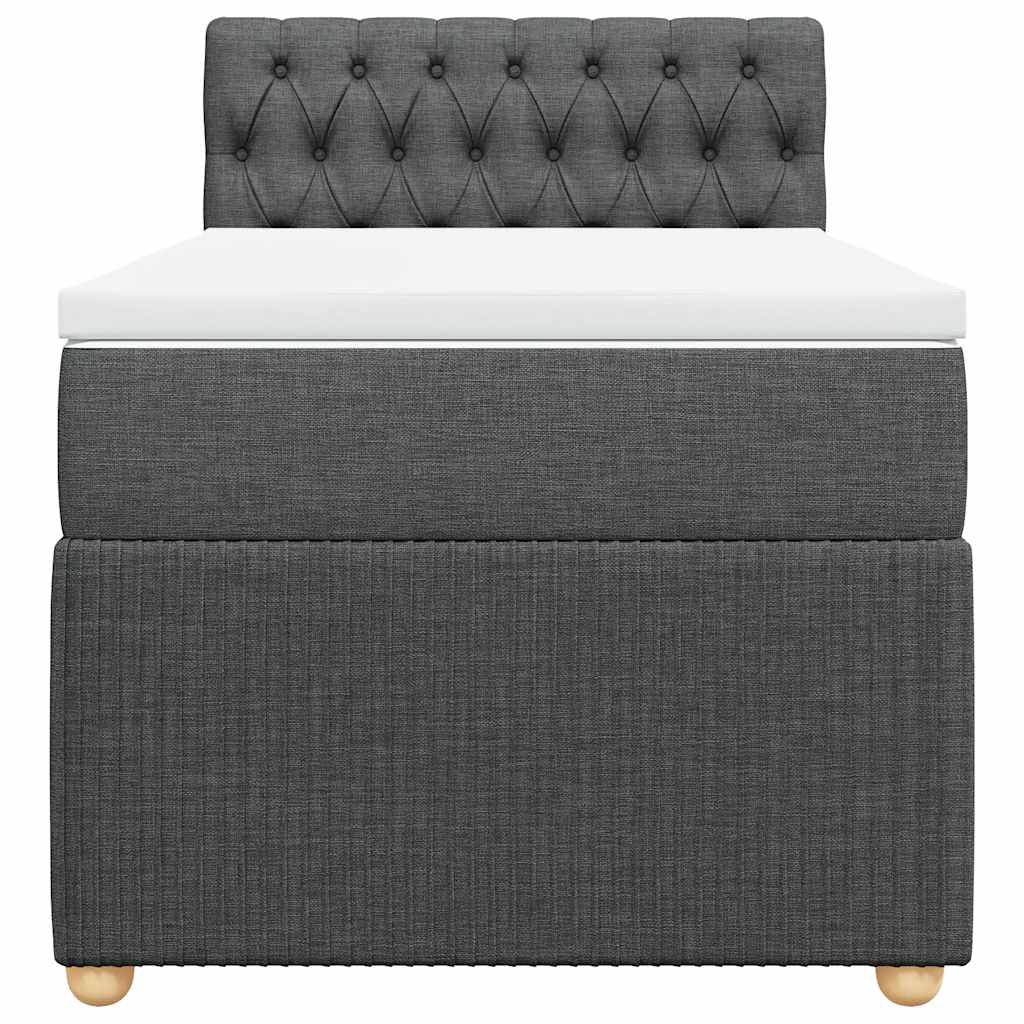 vidaXL Κρεβάτι Boxspring με Στρώμα Σκούρο Γκρι 90x200 εκ. Υφασμάτινο