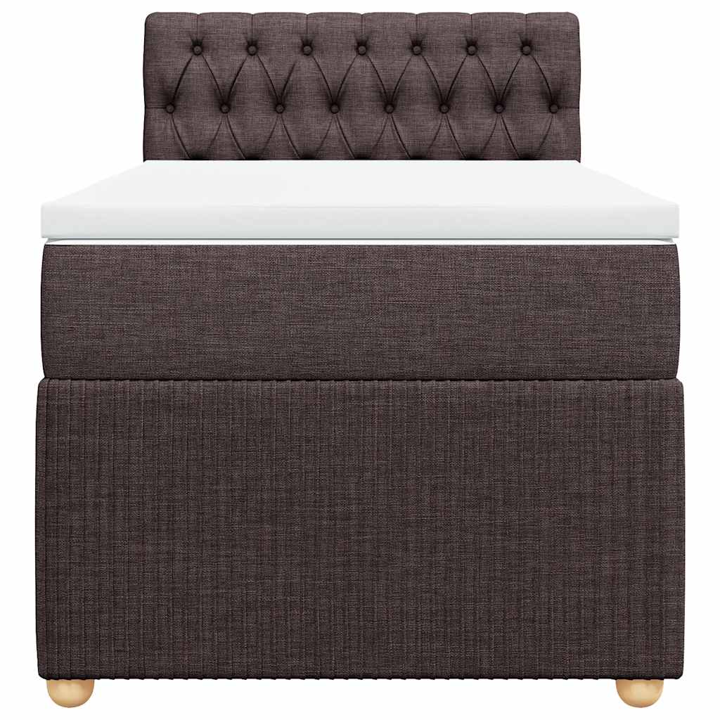 vidaXL Κρεβάτι Boxspring με Στρώμα Σκούρο Καφέ 90x200 εκ. Υφασμάτινο