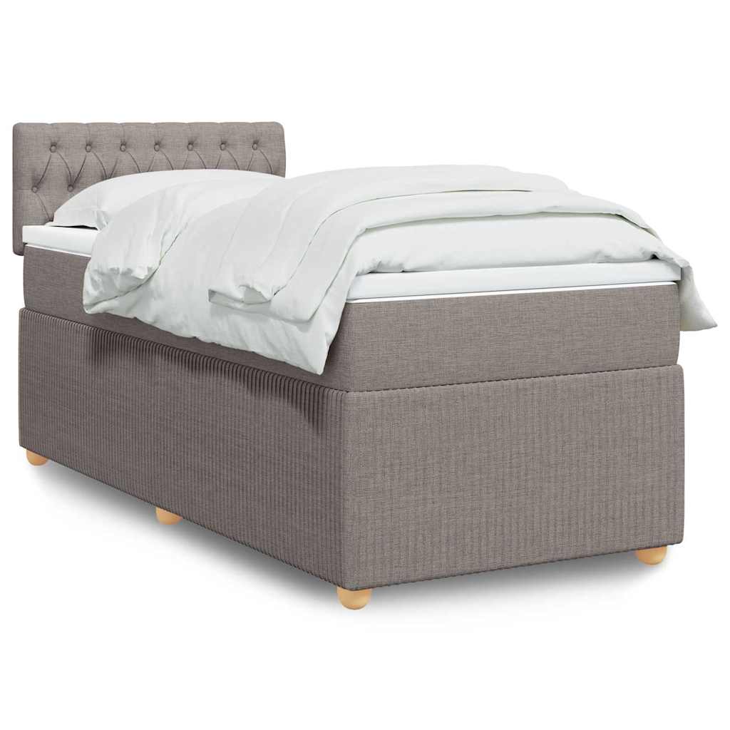 vidaXL Κρεβάτι Boxspring με Στρώμα Taupe 90x200 εκ. Υφασμάτινο