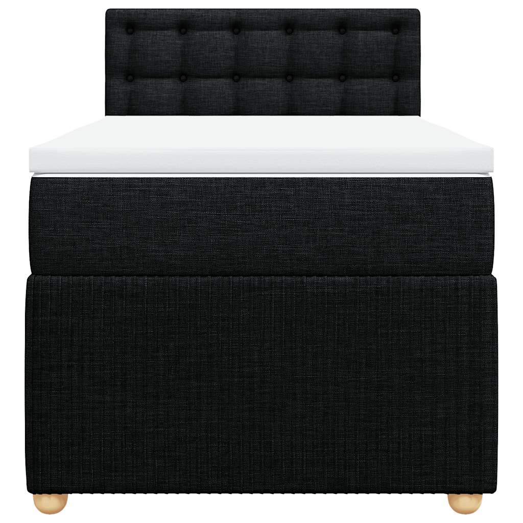 vidaXL Κρεβάτι Boxspring με Στρώμα Μαύρο 90x200 εκ. Υφασμάτινο