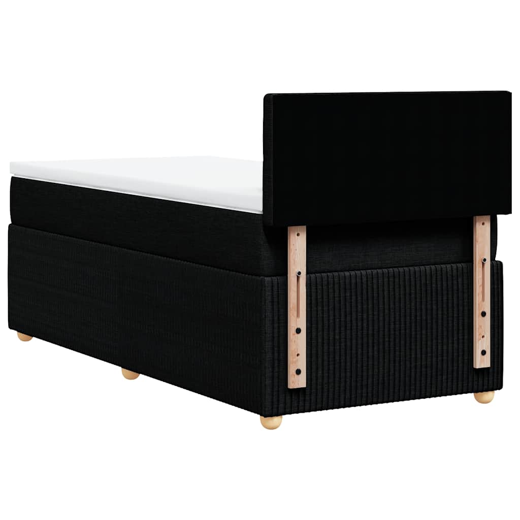 vidaXL Κρεβάτι Boxspring με Στρώμα Μαύρο 90x200 εκ. Υφασμάτινο
