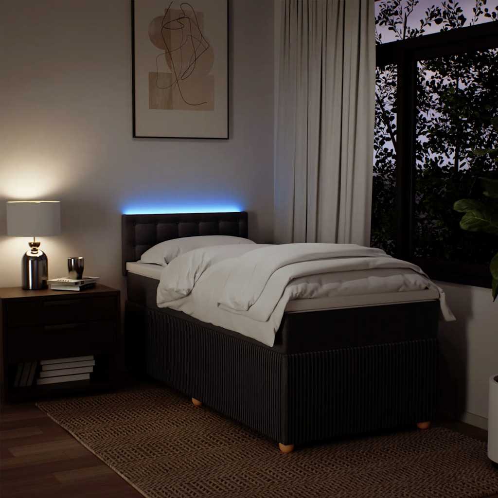 vidaXL Κρεβάτι Boxspring με Στρώμα Σκούρο Καφέ 90x200 εκ. Υφασμάτινο