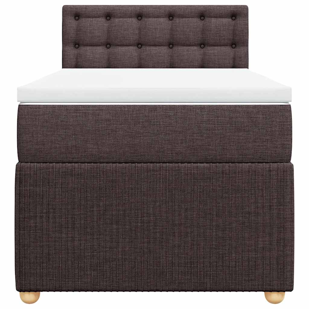 vidaXL Κρεβάτι Boxspring με Στρώμα Σκούρο Καφέ 90x200 εκ. Υφασμάτινο