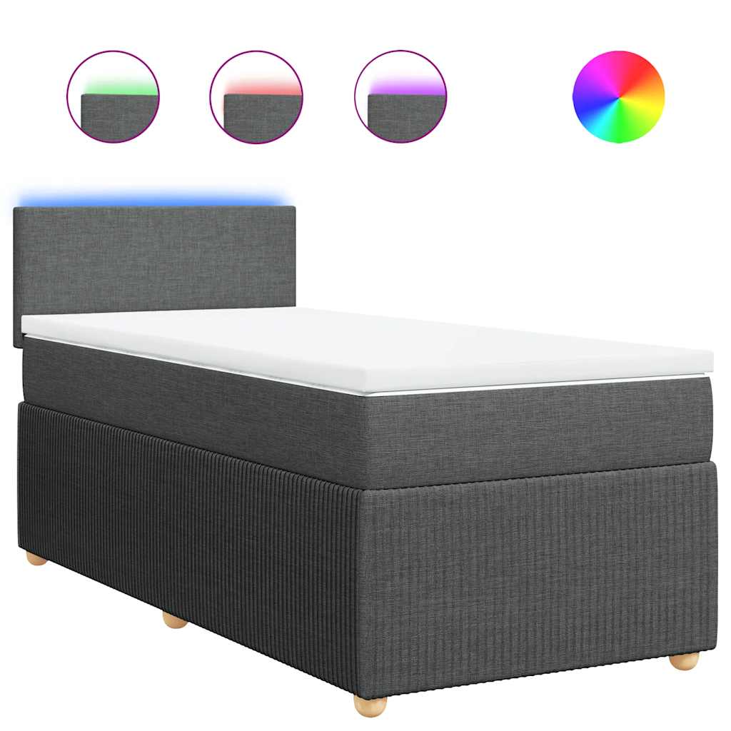 vidaXL Κρεβάτι Boxspring με Στρώμα Σκούρο Γκρι 100x200 εκ. Υφασμάτινο