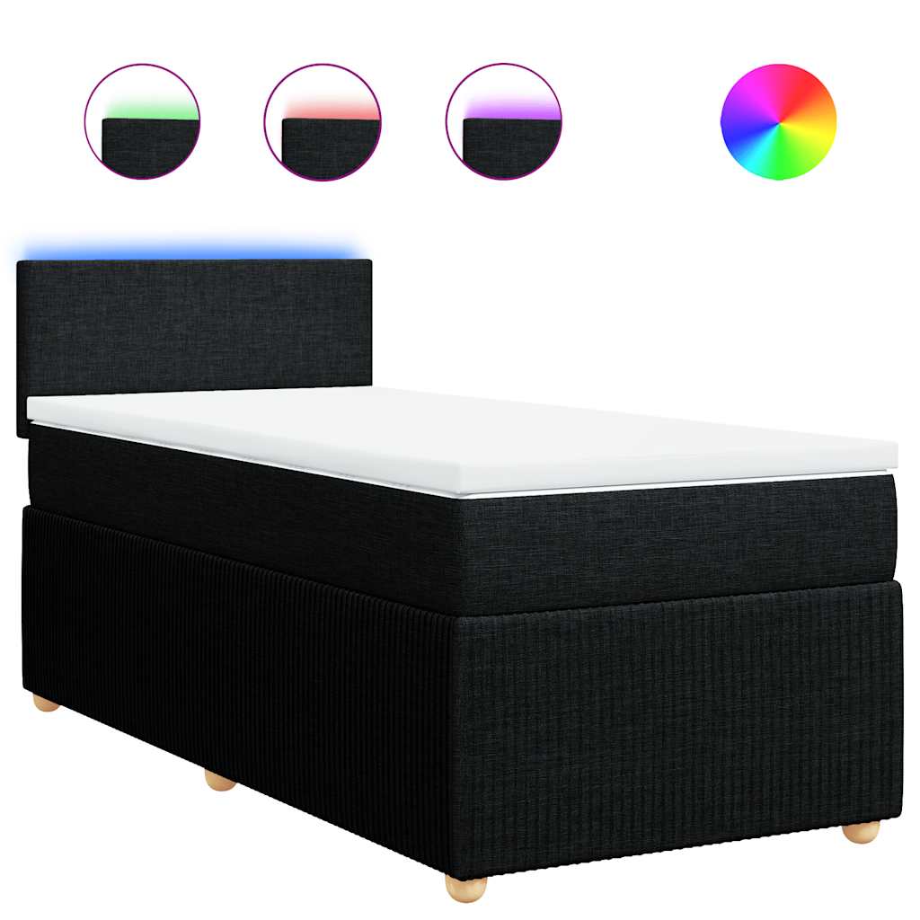 vidaXL Κρεβάτι Boxspring με Στρώμα Μαύρο 100 x 200 εκ. Υφασμάτινο