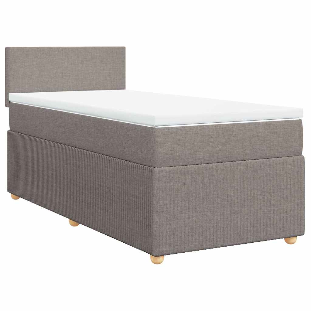 vidaXL Κρεβάτι Boxspring με Στρώμα Taupe 100 x 200 εκ. Υφασμάτινο