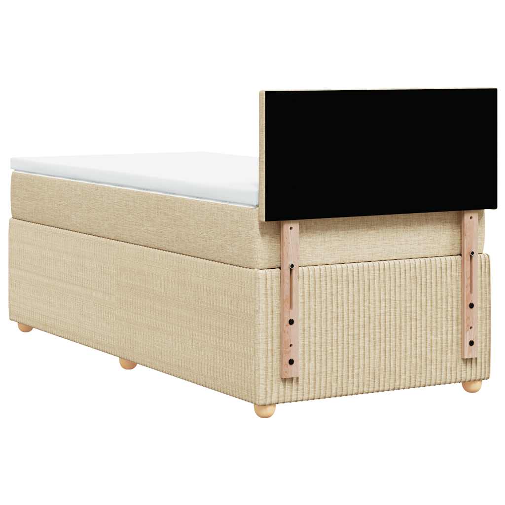 vidaXL Κρεβάτι Boxspring με Στρώμα Κρεμ 100 x 200 εκ. Υφασμάτινο