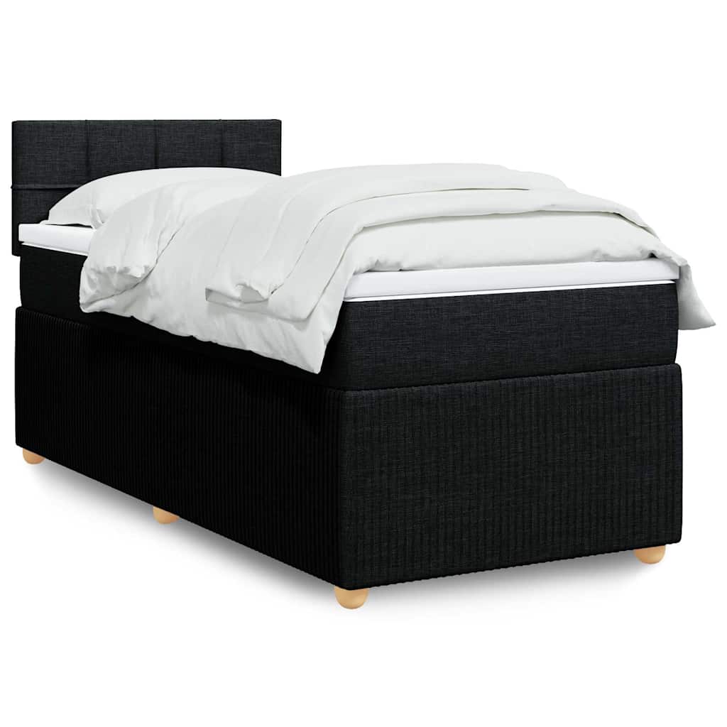 vidaXL Κρεβάτι Boxspring με Στρώμα Μαύρο 100 x 200 εκ. Υφασμάτινο