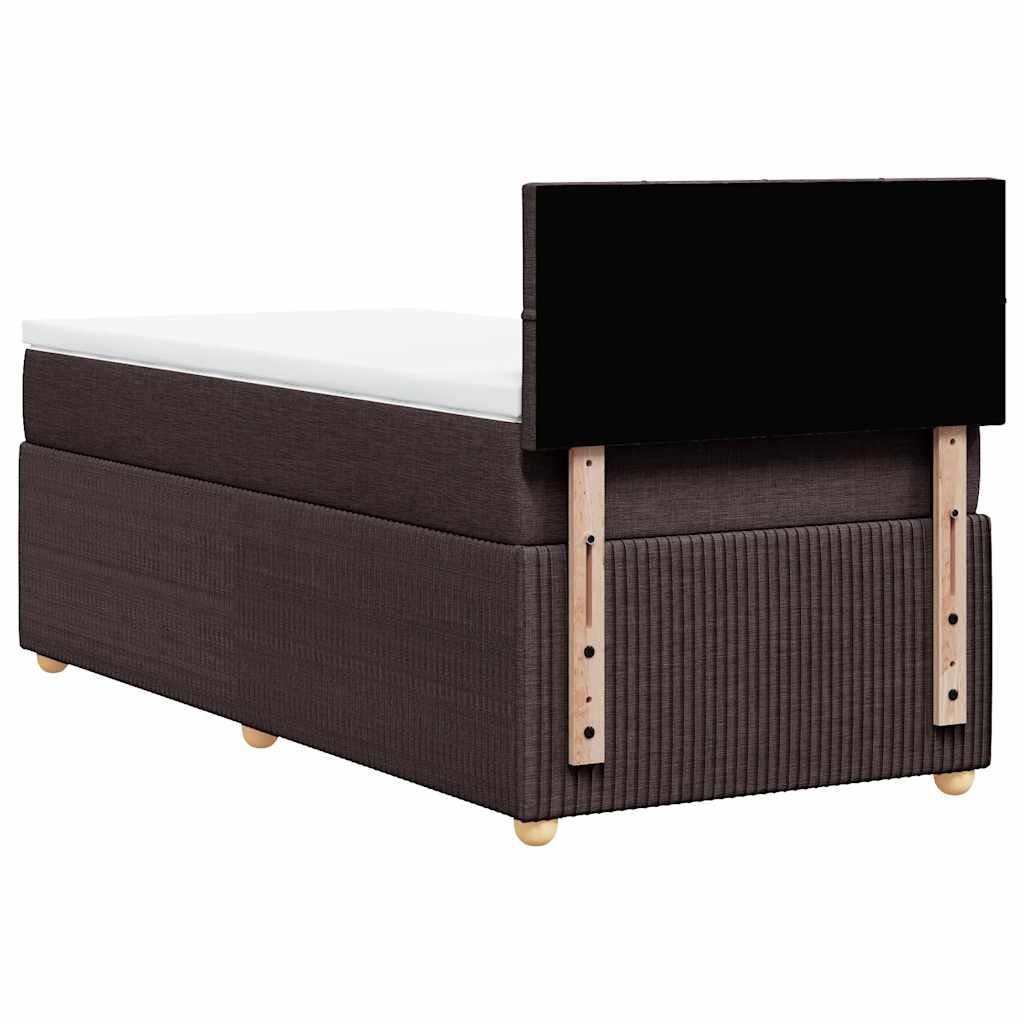 vidaXL Κρεβάτι Boxspring με Στρώμα Σκούρο Καφέ 100x200 εκ. Υφασμάτινο