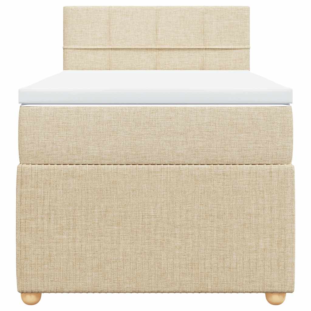 vidaXL Κρεβάτι Boxspring με Στρώμα Κρεμ 100 x 200 εκ. Υφασμάτινο