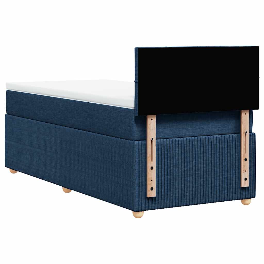 vidaXL Κρεβάτι Boxspring με Στρώμα Μπλε 100 x 200 εκ. Υφασμάτινο