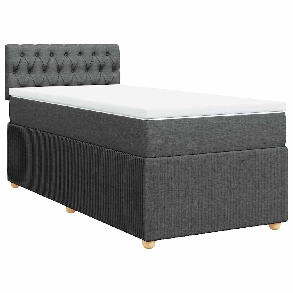 vidaXL Κρεβάτι Boxspring με Στρώμα Σκούρο Γκρι 100x200 εκ. Υφασμάτινο