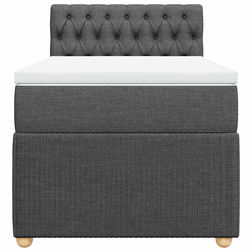 vidaXL Κρεβάτι Boxspring με Στρώμα Σκούρο Γκρι 100x200 εκ. Υφασμάτινο