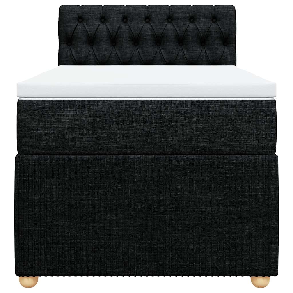 vidaXL Κρεβάτι Boxspring με Στρώμα Μαύρο 100 x 200 εκ. Υφασμάτινο