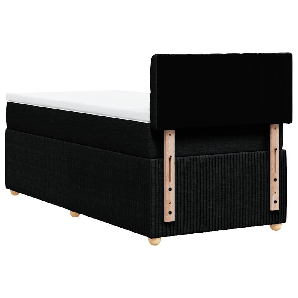 vidaXL Κρεβάτι Boxspring με Στρώμα Μαύρο 100 x 200 εκ. Υφασμάτινο