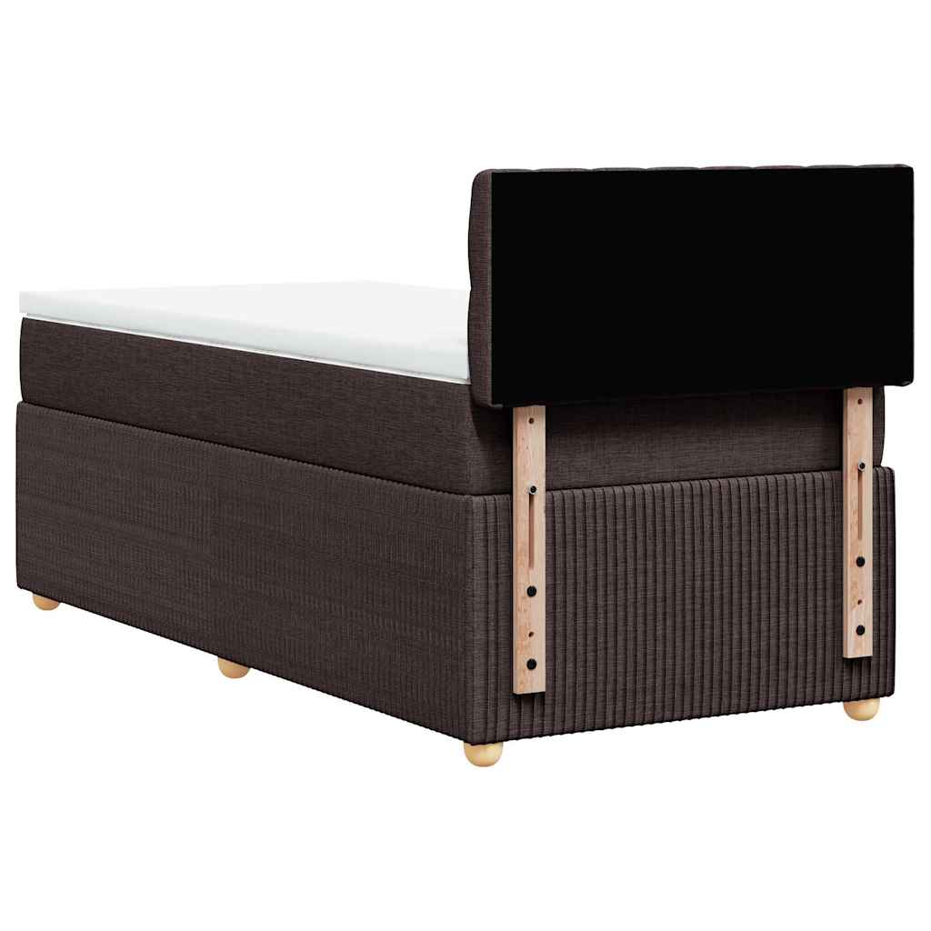 vidaXL Κρεβάτι Boxspring με Στρώμα Σκούρο Καφέ 100x200 εκ. Υφασμάτινο