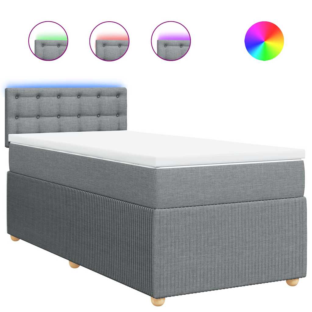 vidaXL Κρεβάτι Boxspring με Στρώμα Ανοιχτό Γκρι 100x200 εκ. Υφασμάτινο