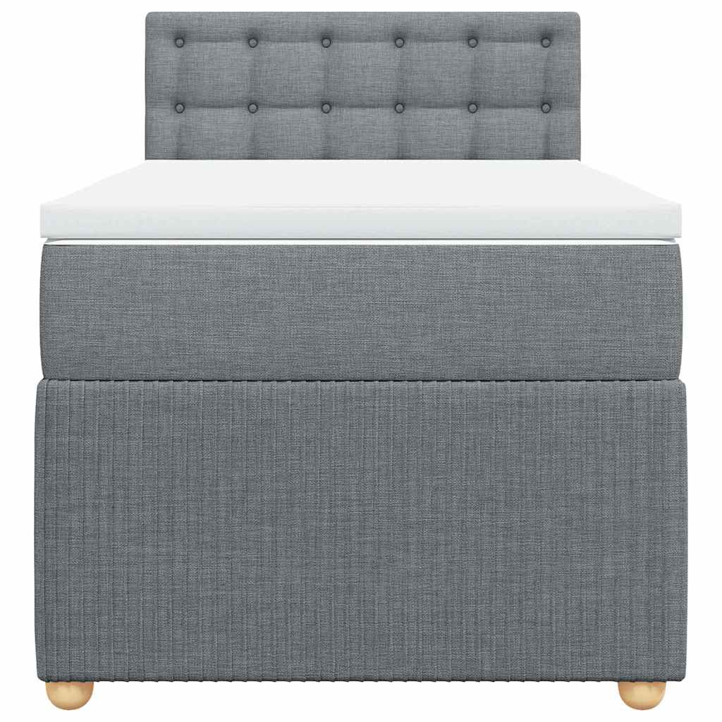 vidaXL Κρεβάτι Boxspring με Στρώμα Ανοιχτό Γκρι 100x200 εκ. Υφασμάτινο