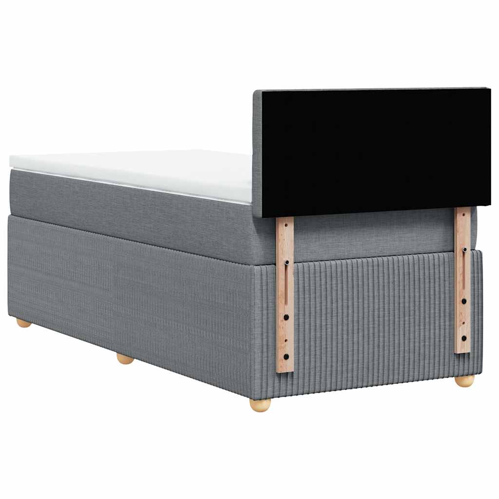 vidaXL Κρεβάτι Boxspring με Στρώμα Ανοιχτό Γκρι 100x200 εκ. Υφασμάτινο