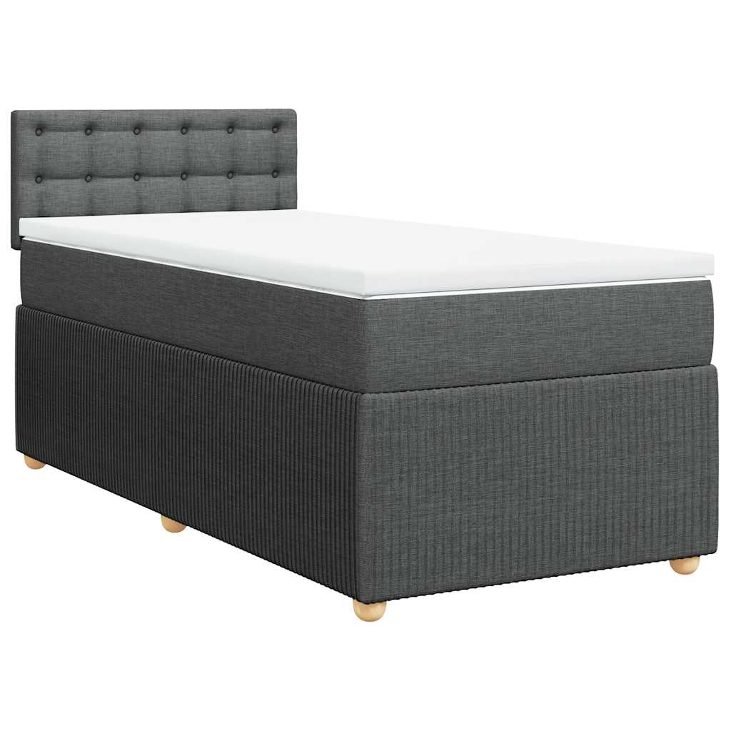 vidaXL Κρεβάτι Boxspring με Στρώμα Σκούρο Γκρι 100x200 εκ. Υφασμάτινο