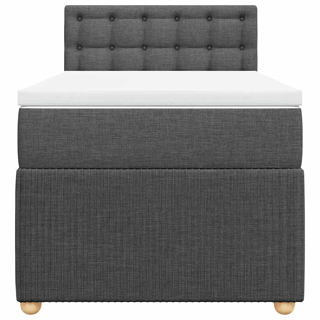 vidaXL Κρεβάτι Boxspring με Στρώμα Σκούρο Γκρι 100x200 εκ. Υφασμάτινο